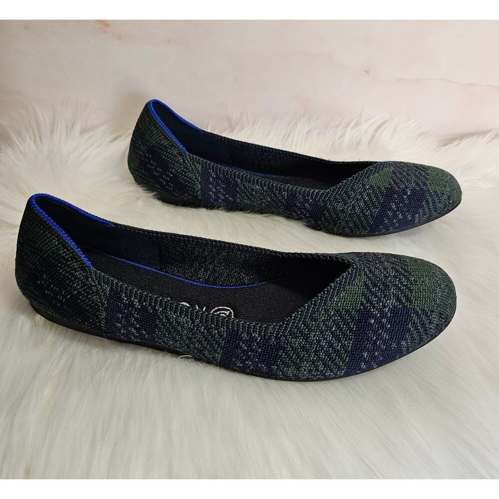EUC Rothy's Women's Limited Edition The Flat Forest Tartan Round Toe Shoes 9 - Picture 4 of 9